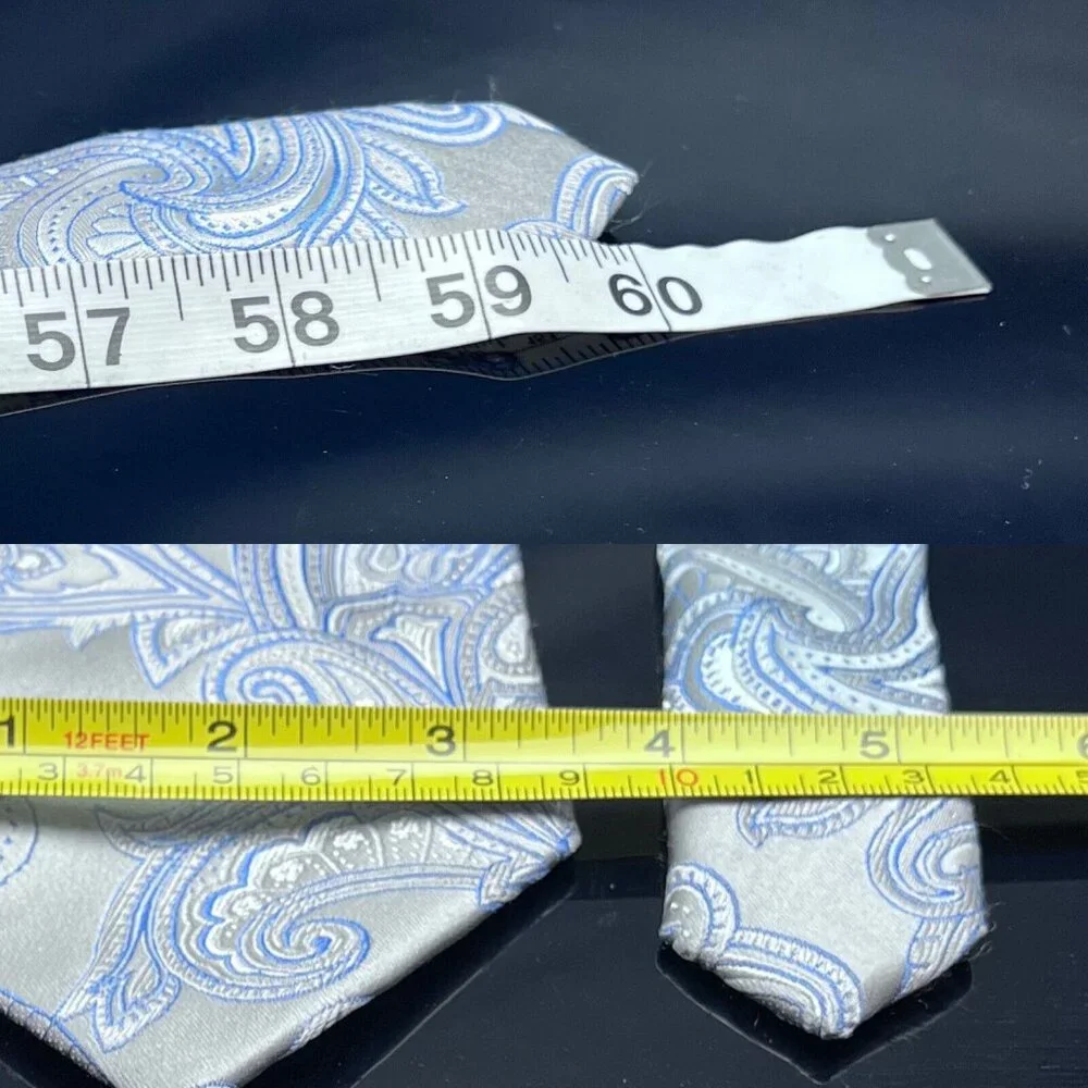 Donald J. Trump Signature Collection Necktie Tie Blue Silver Shine Paisley NEW - Picture 4 of 7